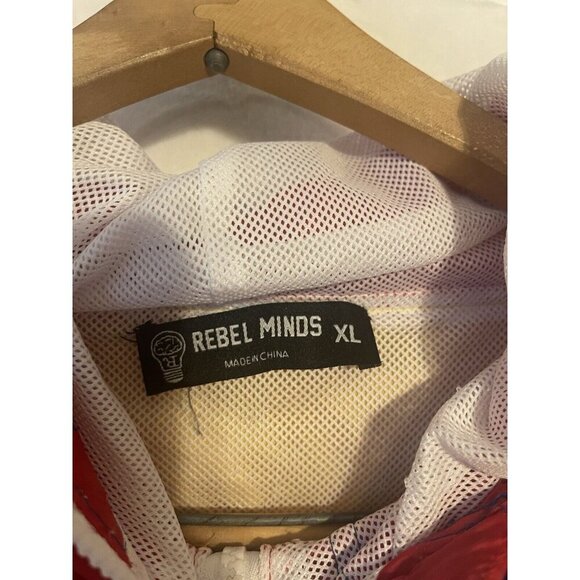 VTG Rebel Minds Mens Hooded Pullover XL Multicolor Windbreaker Red Blue Yellow - Picture 6 of 6